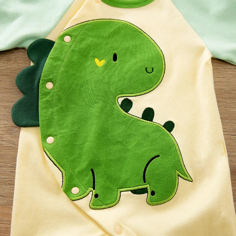 3D Cartoon Dinosaur Long Sleeve Baby Jumpsuit (0–18M)