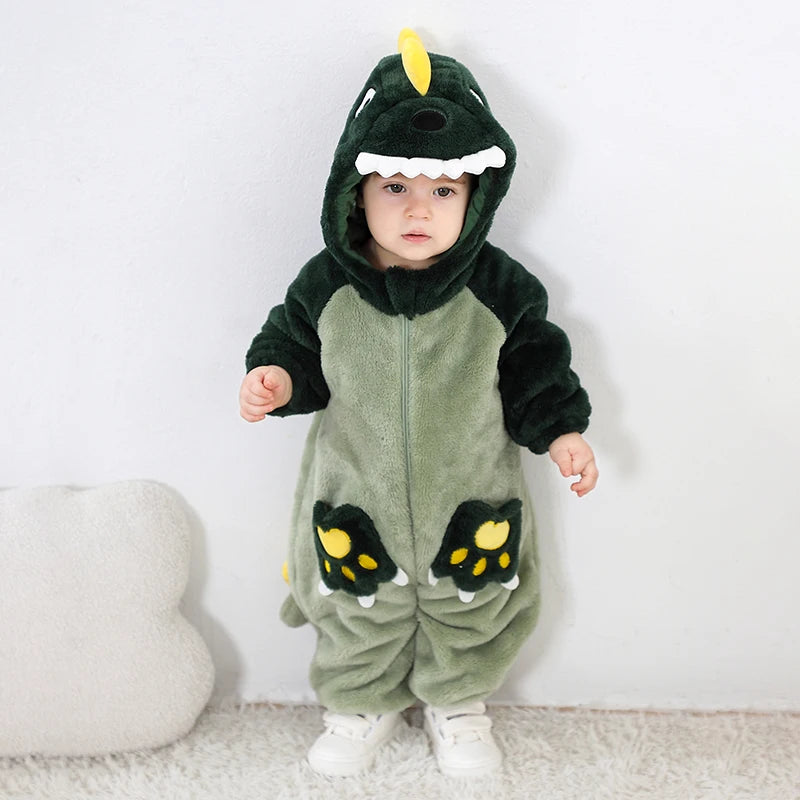 Dinosaur Hooded Winter Baby Romper