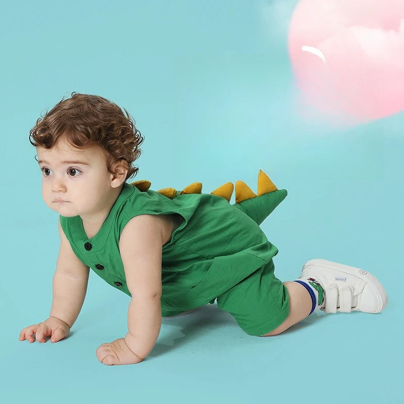 Kawaii Dinosaur Sleeveless Cotton Baby Romper