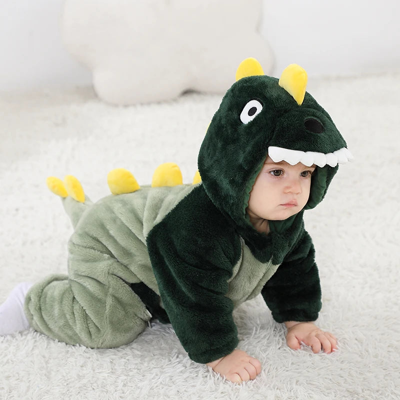Dinosaur Hooded Winter Baby Romper