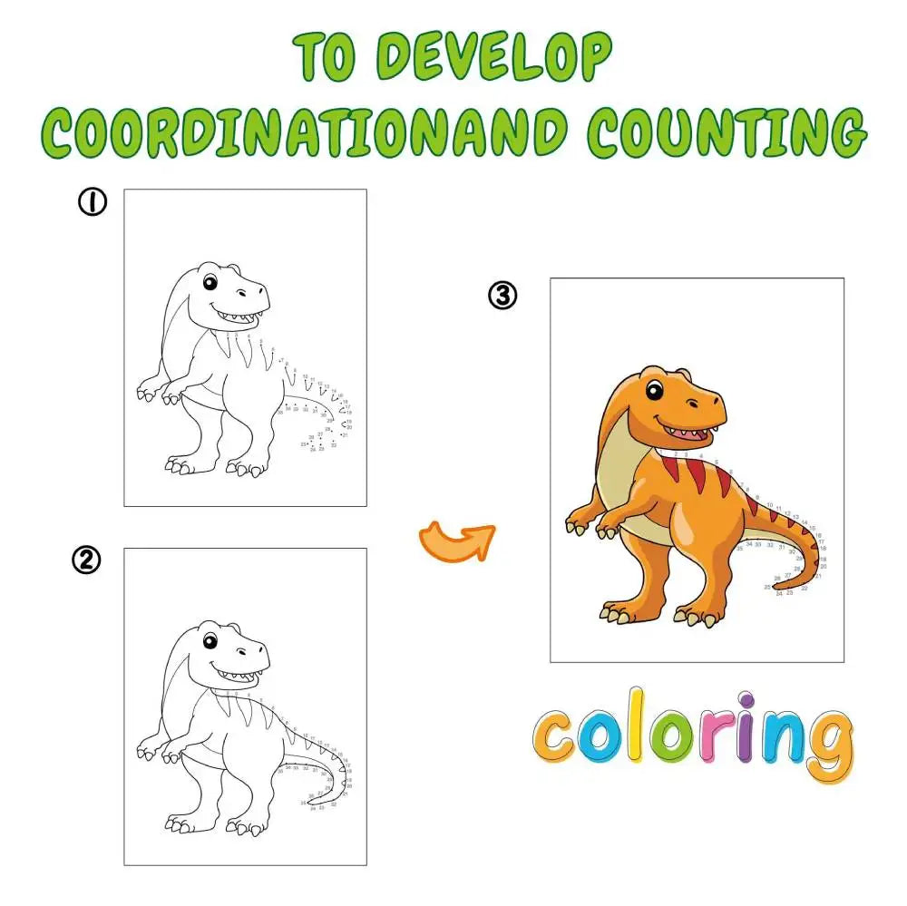 Dinosaur Dot-to-Dot Coloring Book