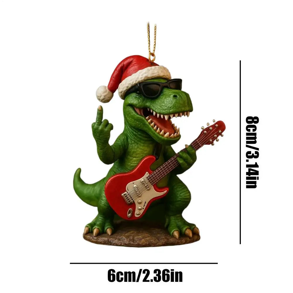 Rockstar T-Rex Christmas Ornament