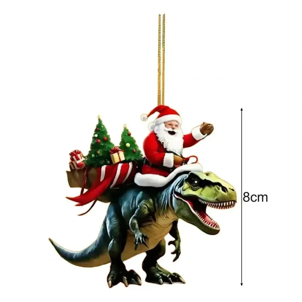 Santa Riding Dinosaur Ornament
