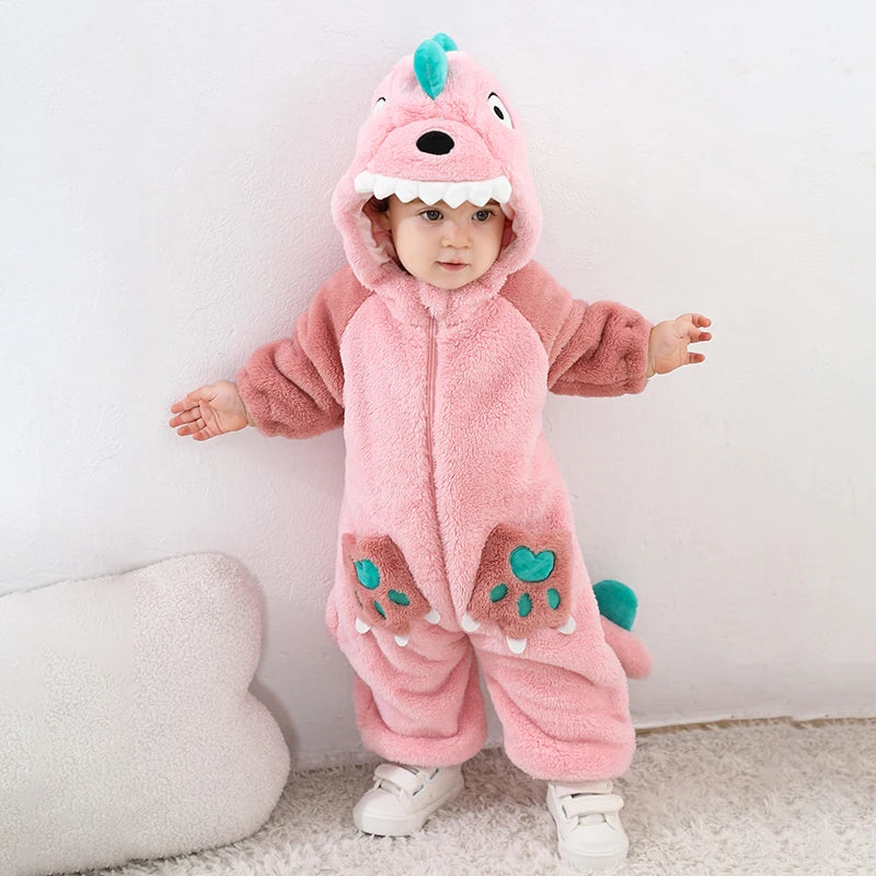 Plush Dinosaur Baby Jumpsuit