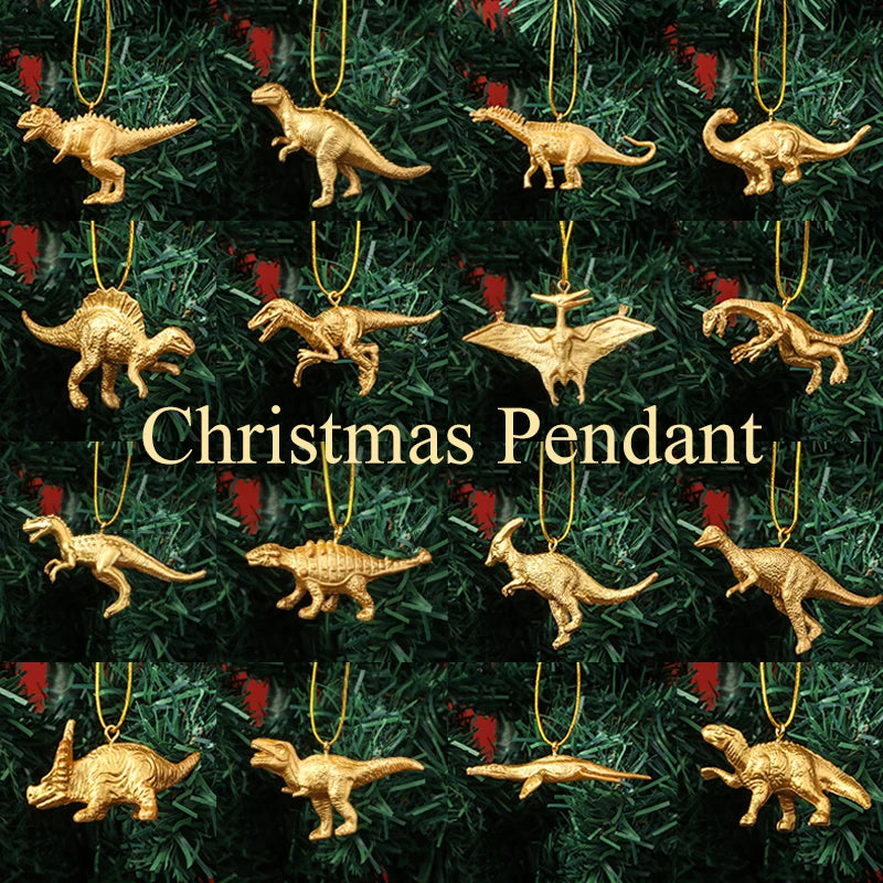 Mini Golden Dinosaur Ornaments