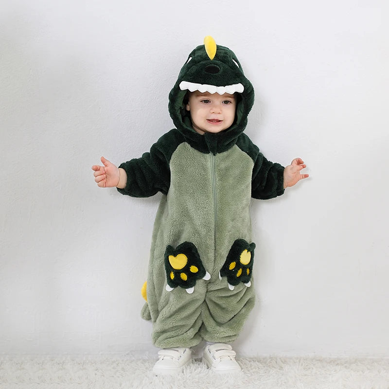 Plush Dinosaur Baby Jumpsuit
