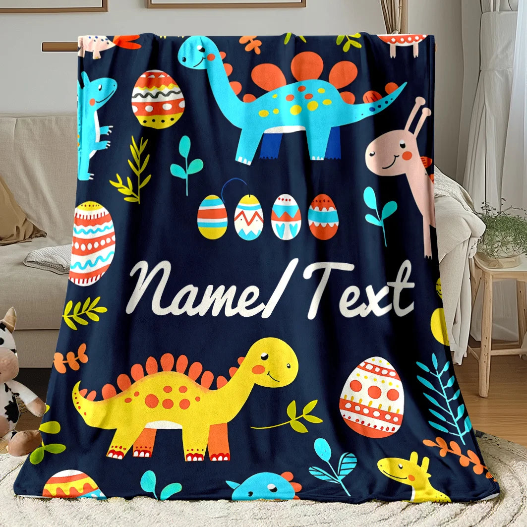 Custom Name Dinosaur Blanket