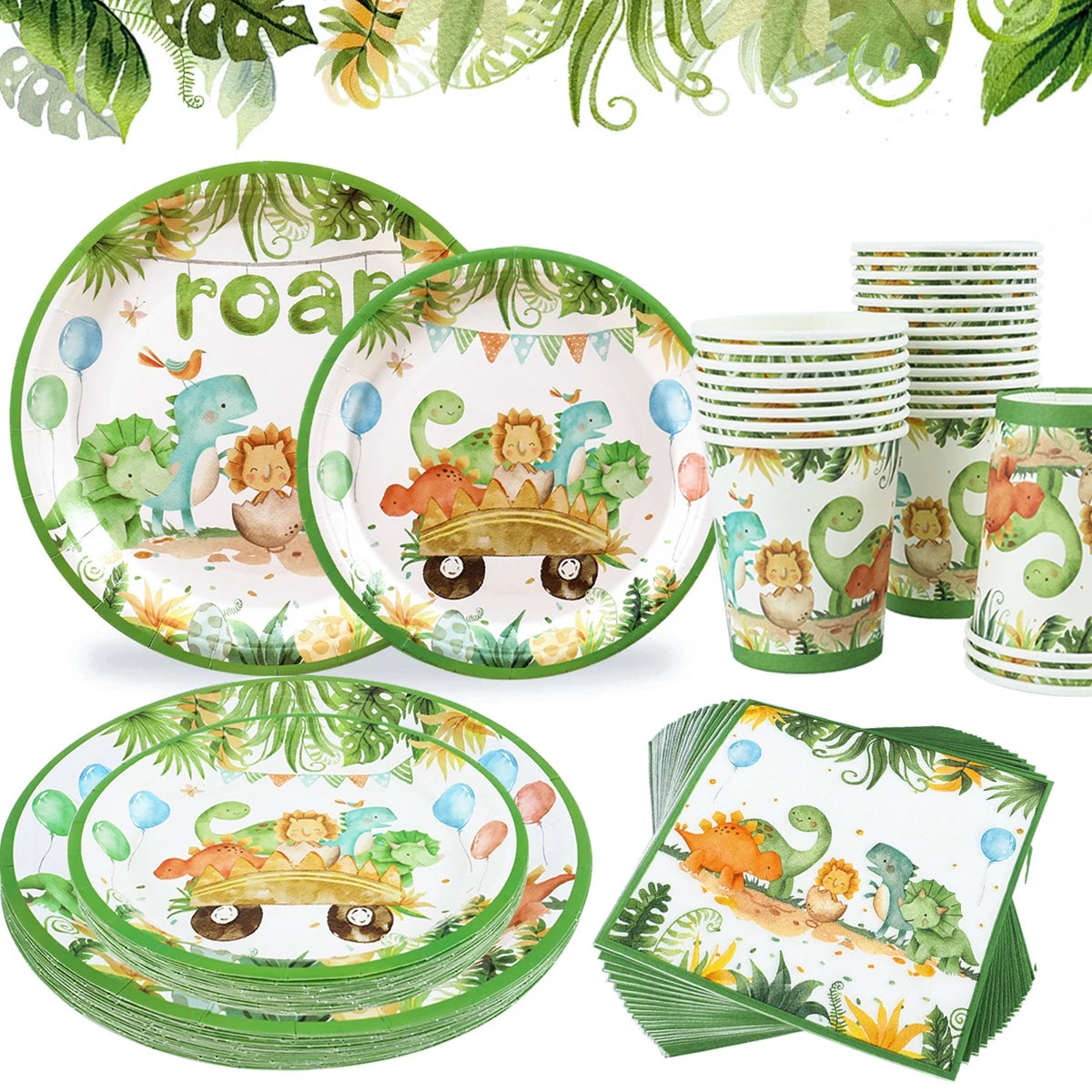Roar Dinosaur Theme Party Tableware Set