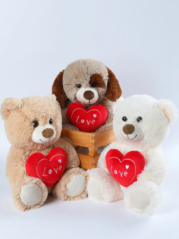 30cm Valentine's Day Plush Toy - CuteLove Dog & Love Bear Soft Stuffed Animal Gift for Her, Girlfriend, Kids Sofa Decor