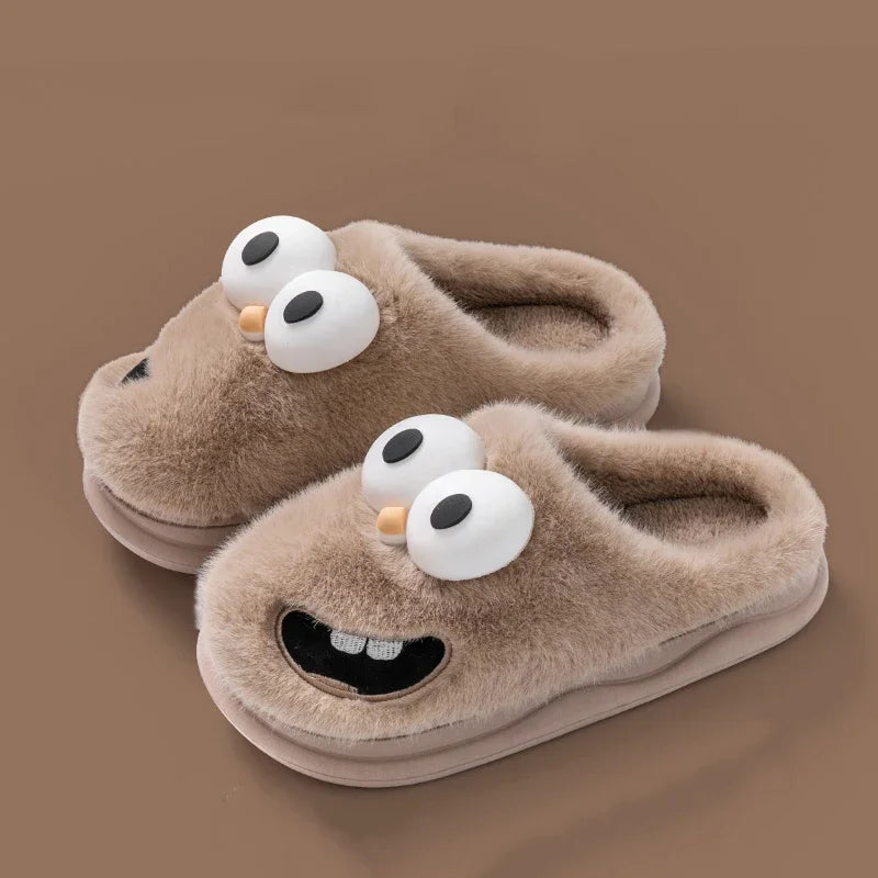 Funny Cartoon Winter Plush Slippers for Men
