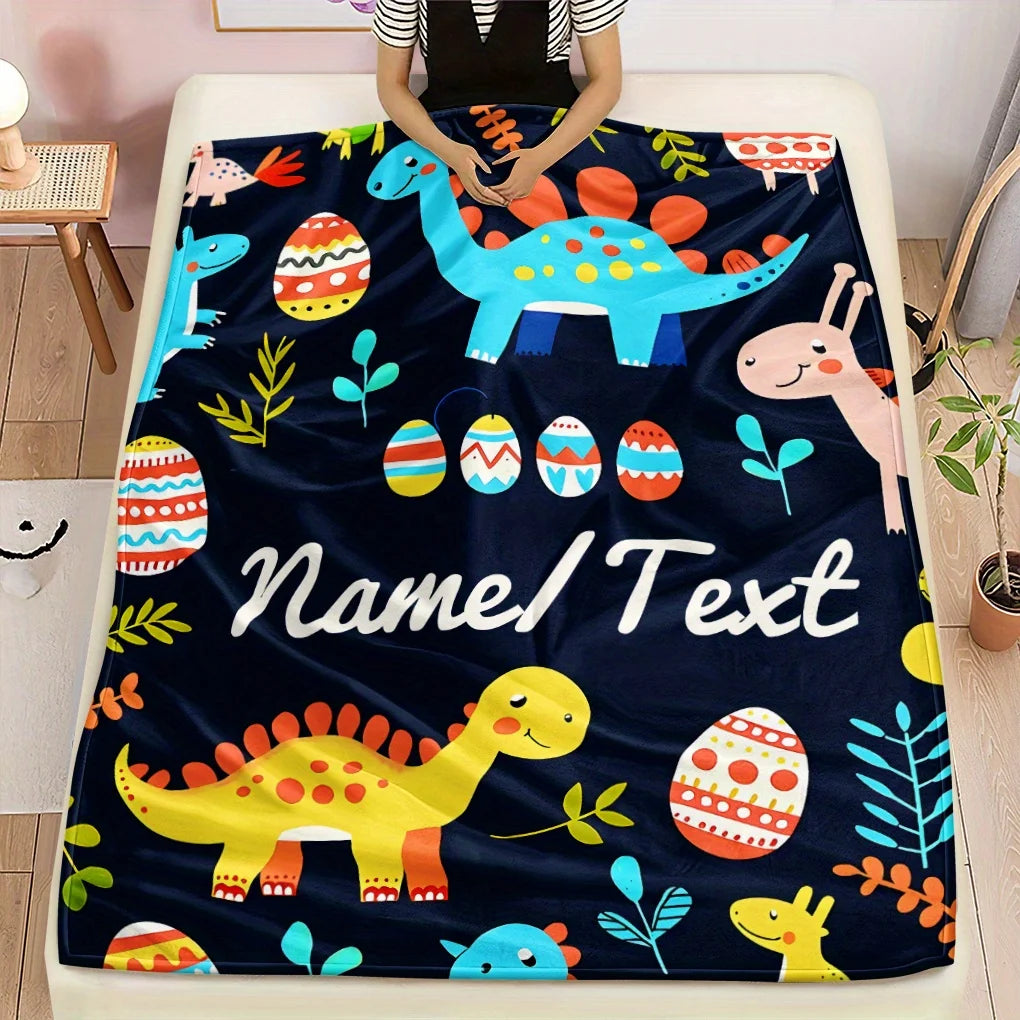 Custom Name Dinosaur Blanket
