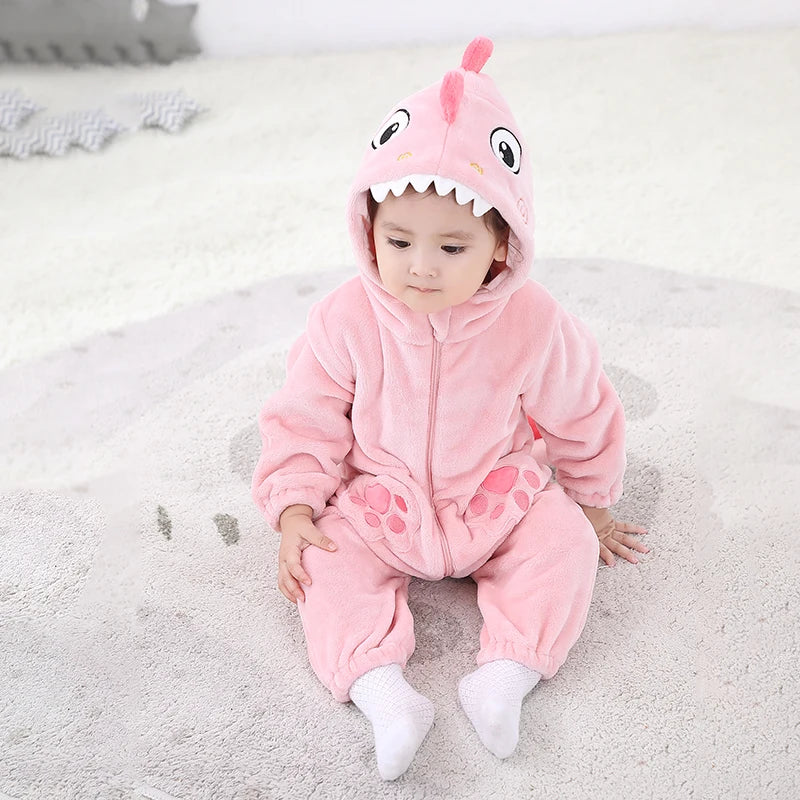 Plush Dinosaur Baby Jumpsuit