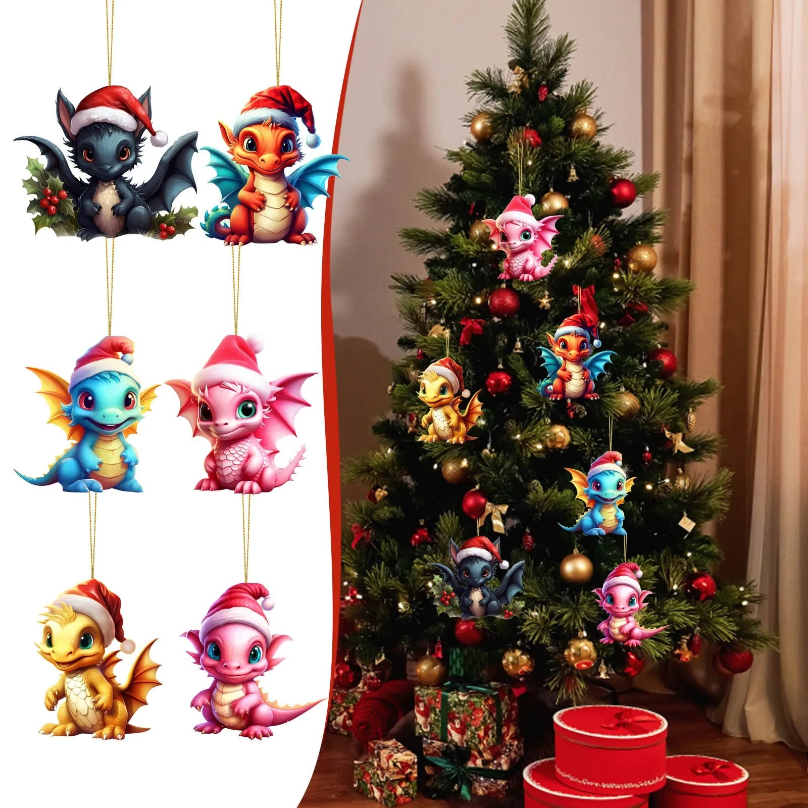 Cute Christmas Dragon Ornament