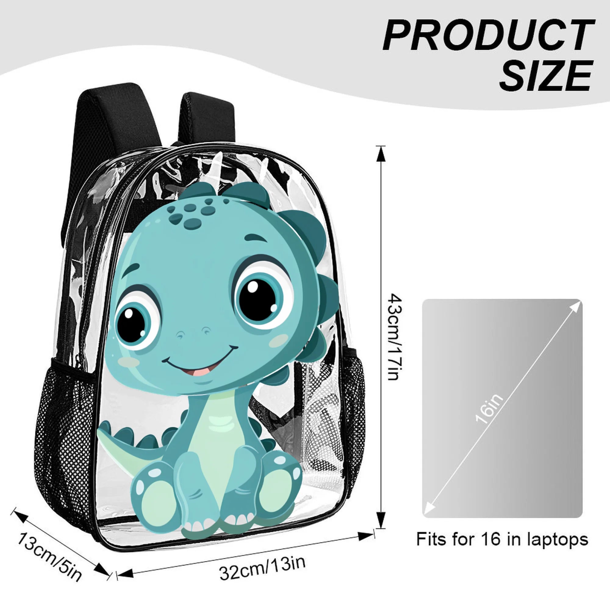 17" Clear Dinosaur Kids Backpack
