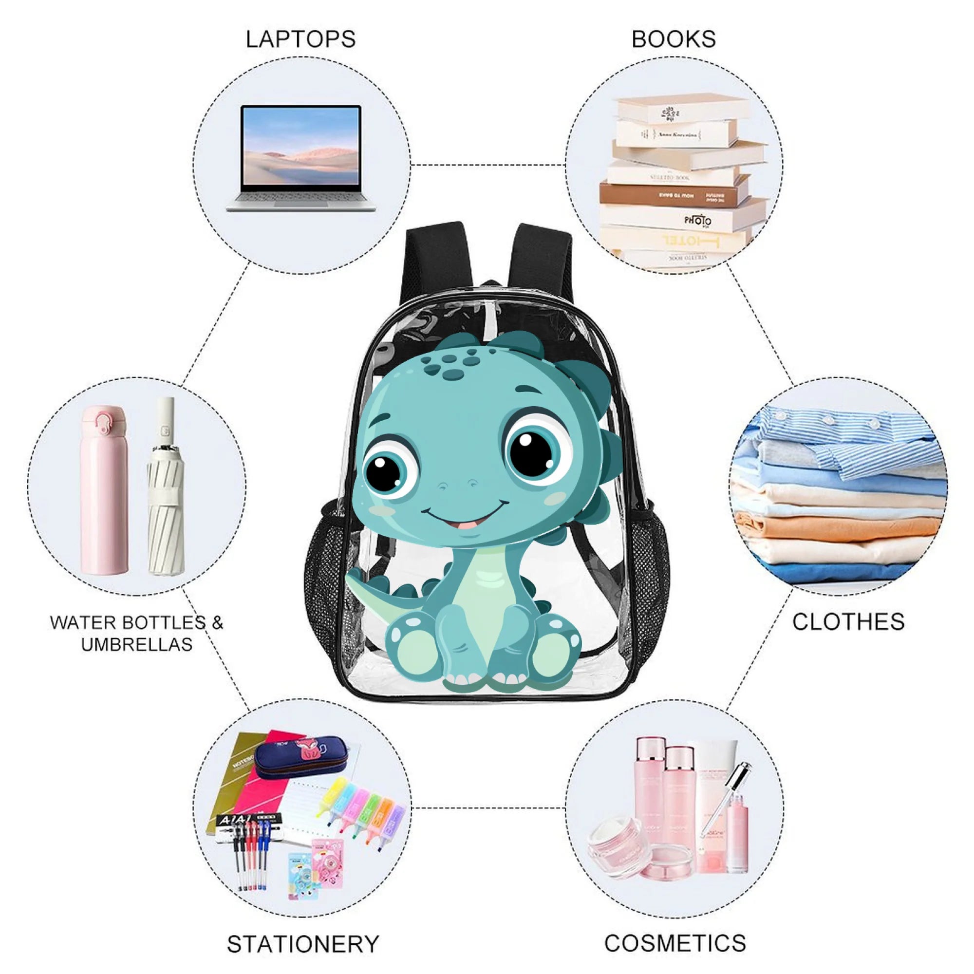 17" Clear Dinosaur Kids Backpack
