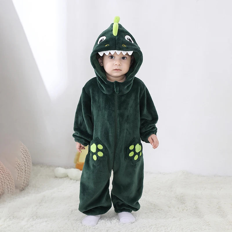 Plush Dinosaur Baby Jumpsuit