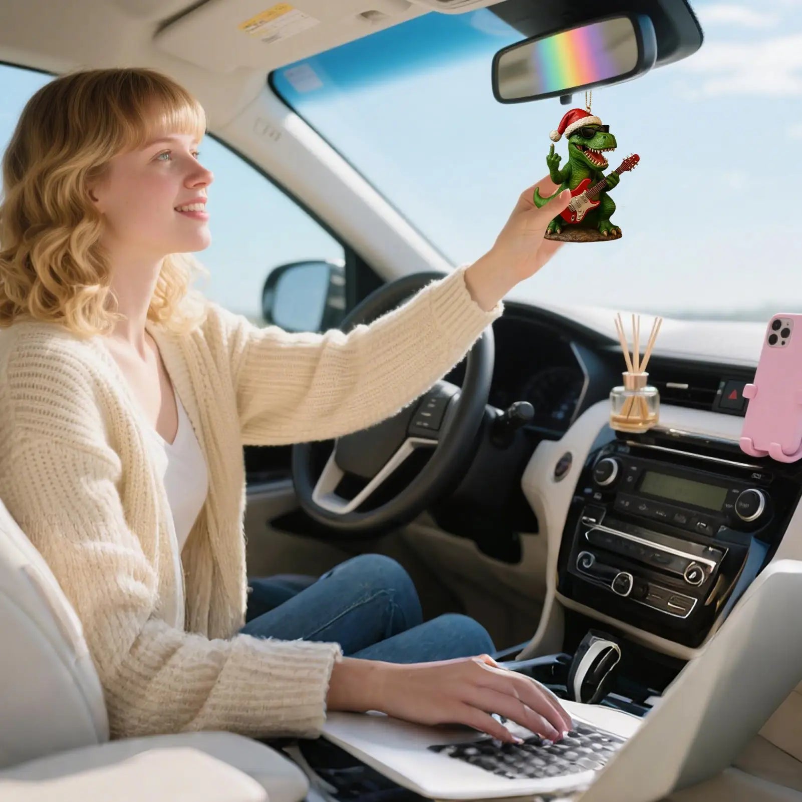 Rockstar T-Rex Christmas Ornament