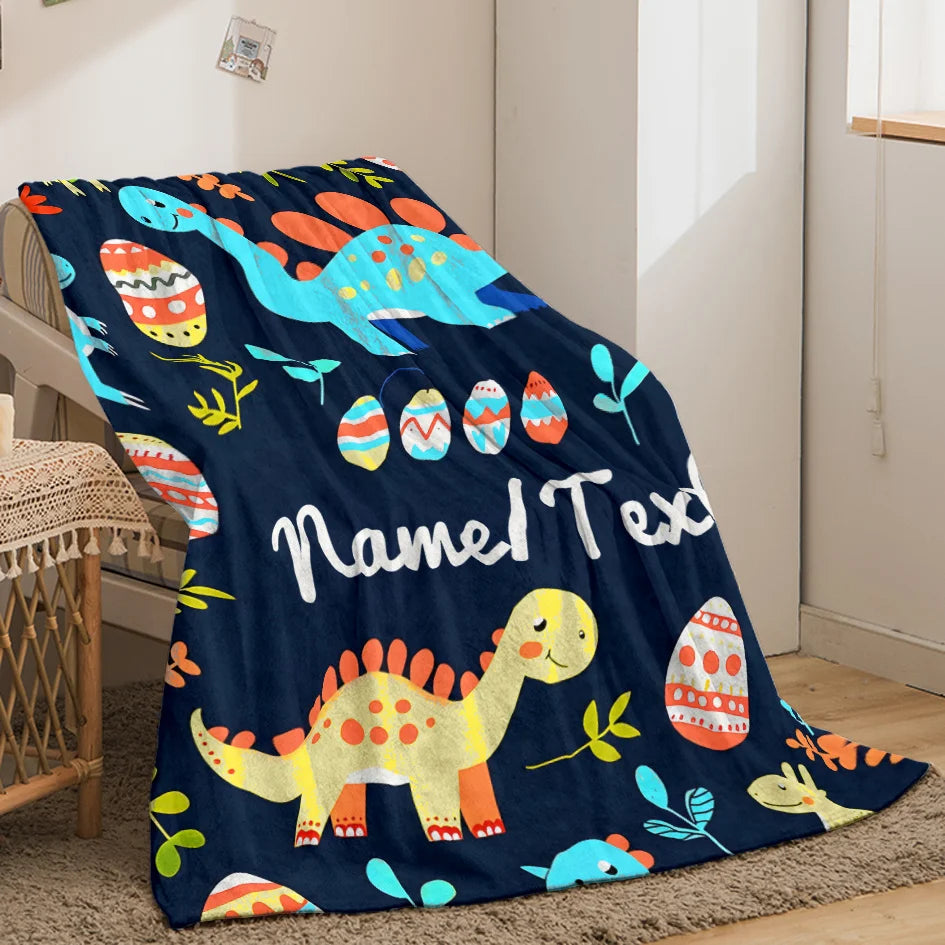 Custom Name Dinosaur Blanket