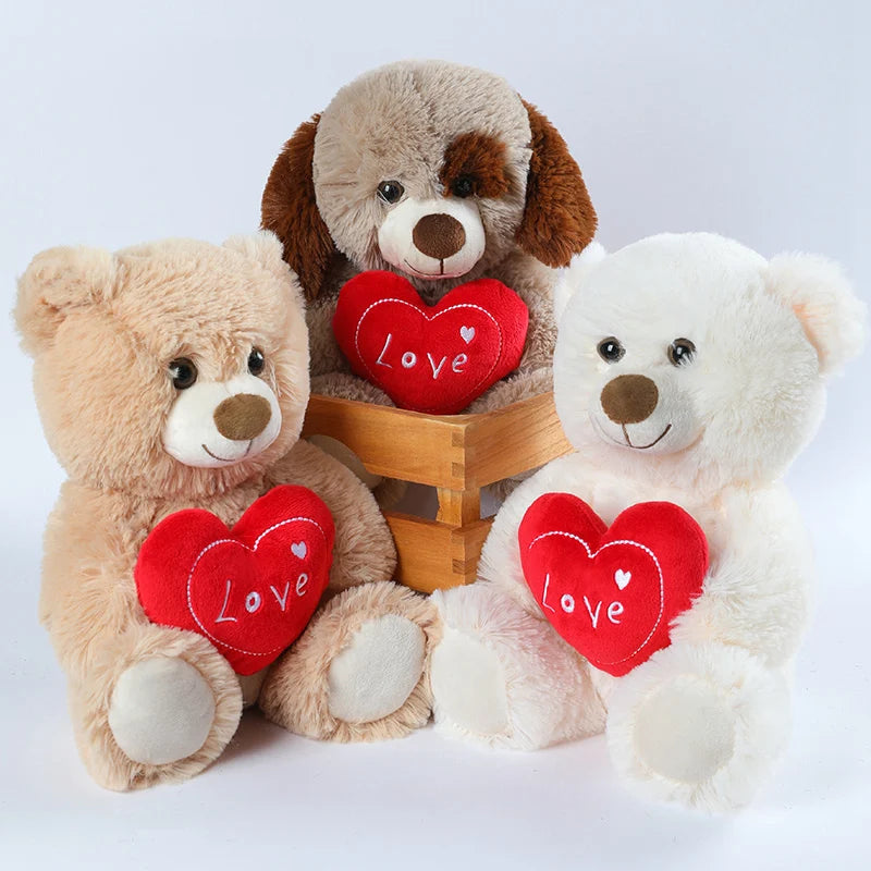 30cm Valentine's Day Plush Toy - CuteLove Dog & Love Bear Soft Stuffed Animal Gift for Her, Girlfriend, Kids Sofa Decor