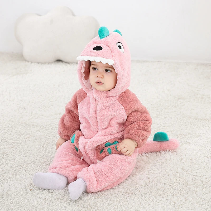 Plush Dinosaur Baby Jumpsuit