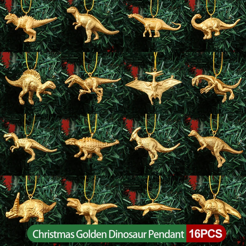 Mini Golden Dinosaur Ornaments