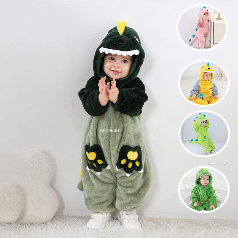 Dinosaur Hooded Winter Baby Romper