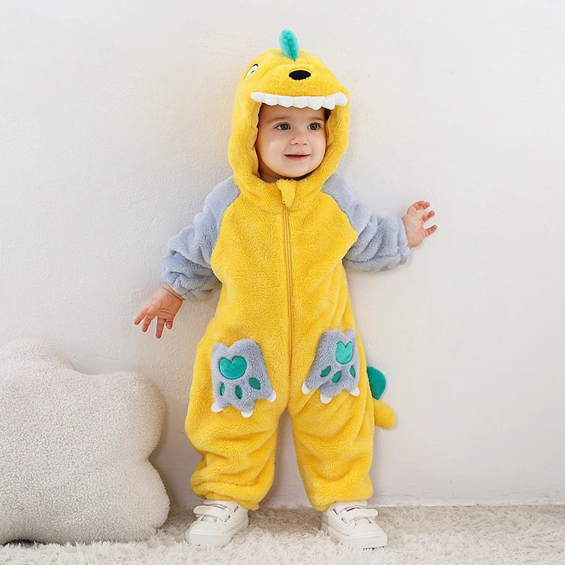 Plush Dinosaur Baby Jumpsuit