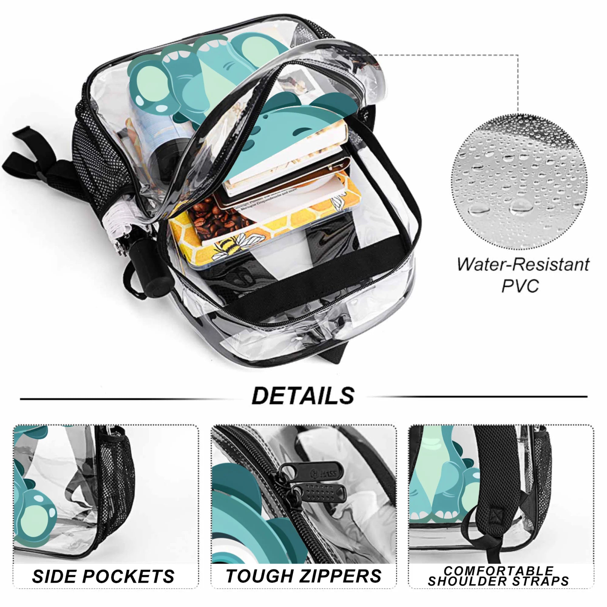 17" Clear Dinosaur Kids Backpack