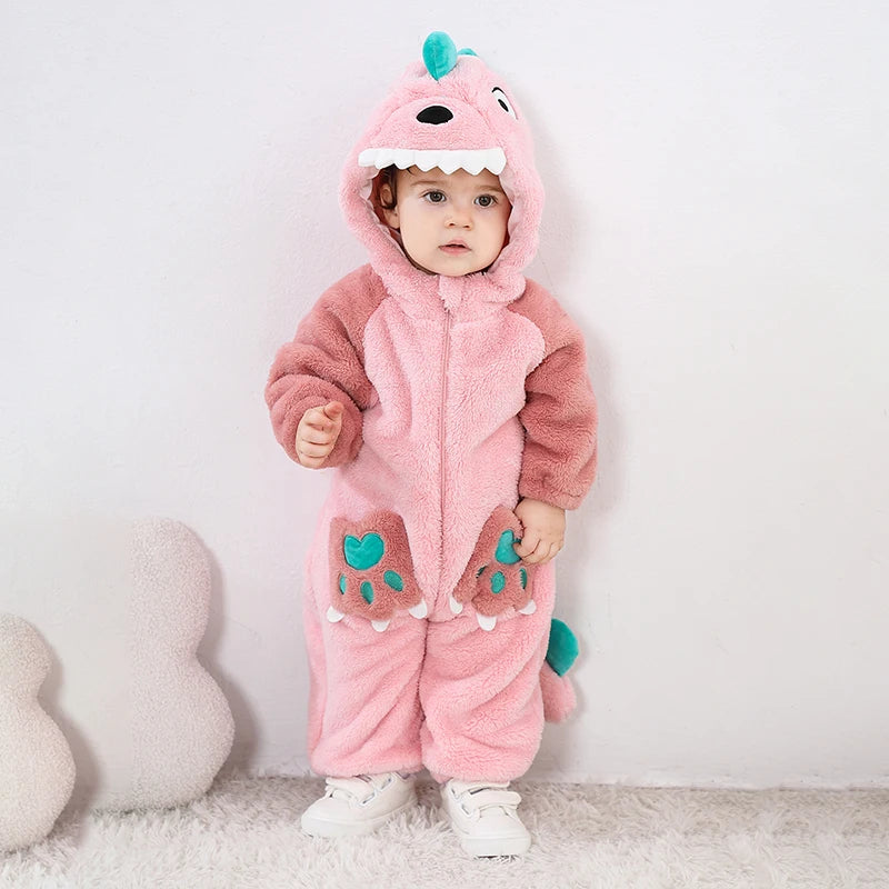 Plush Dinosaur Baby Jumpsuit