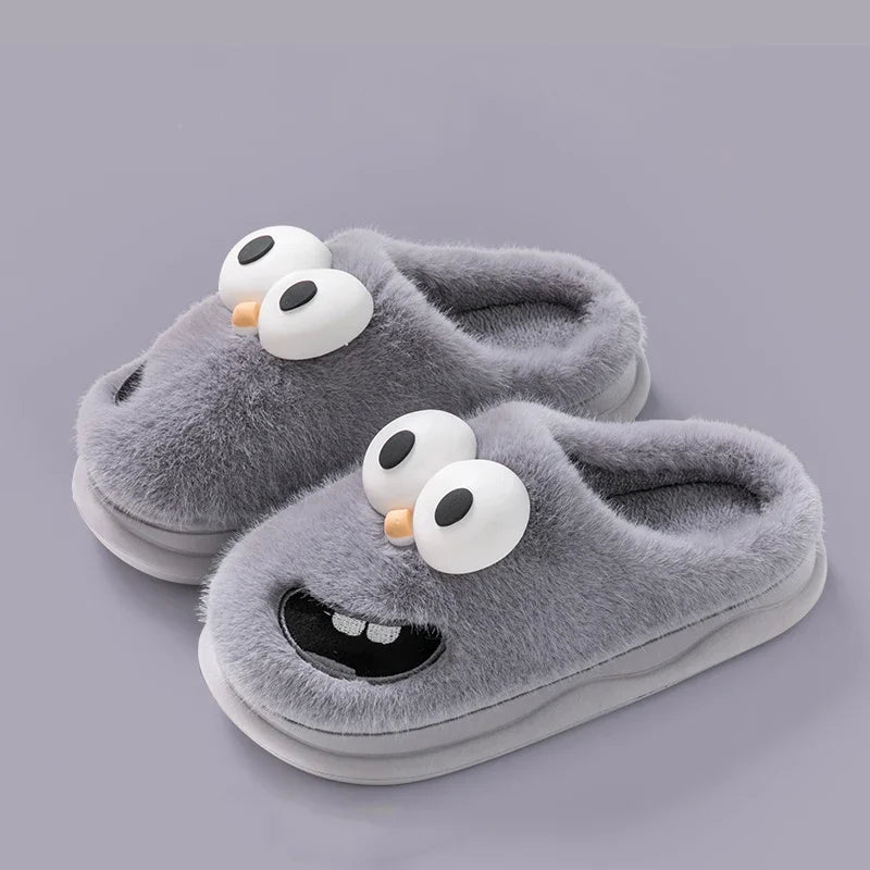 Funny Cartoon Winter Plush Slippers for Men