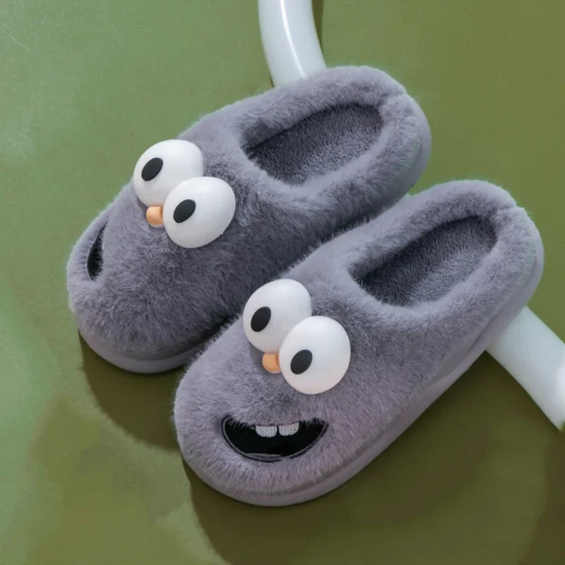 Funny Cartoon Winter Plush Slippers for Men
