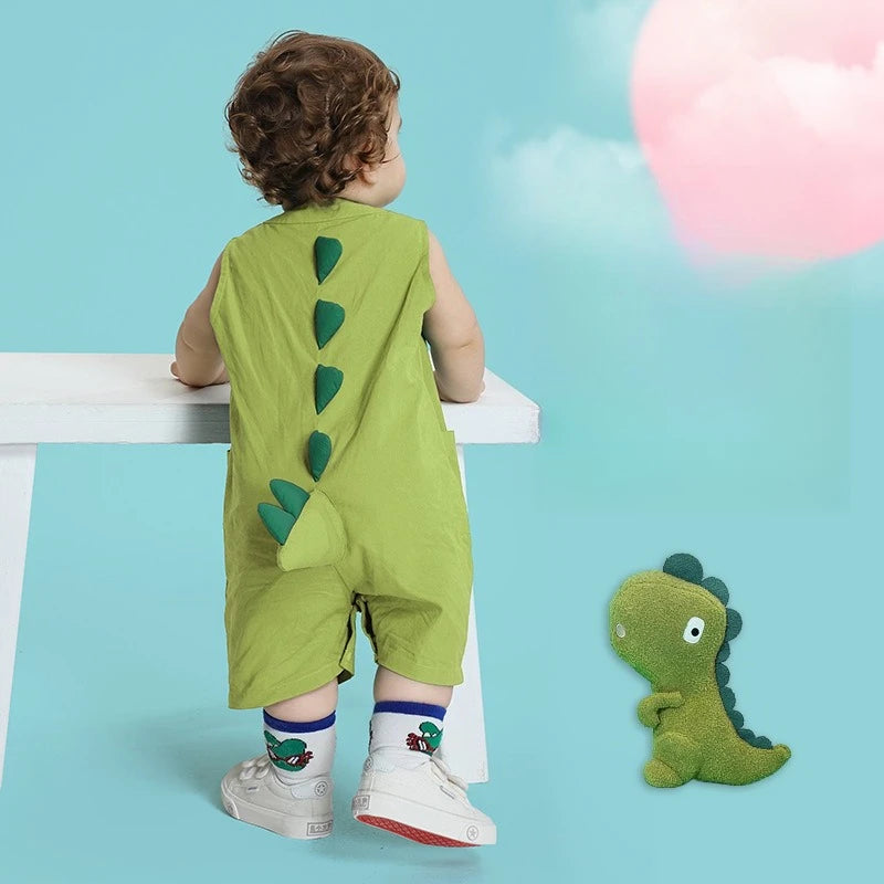 Kawaii Dinosaur Sleeveless Cotton Baby Romper