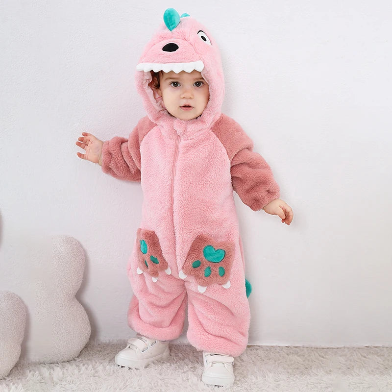 Plush Dinosaur Baby Jumpsuit