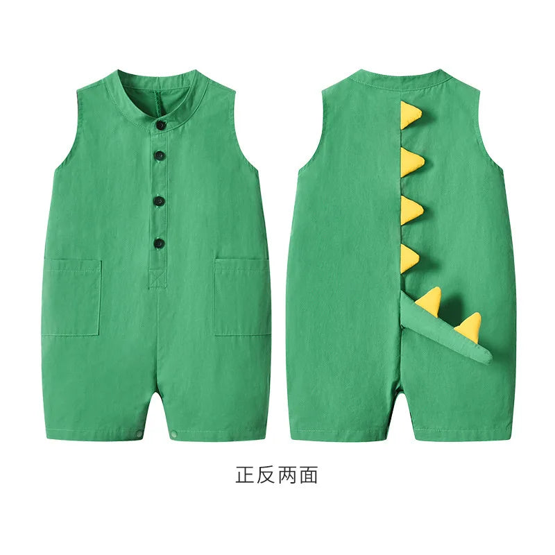 Kawaii Dinosaur Sleeveless Cotton Baby Romper
