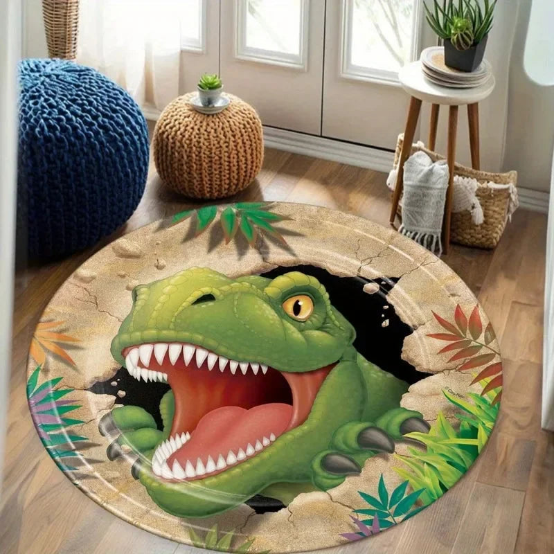 Cartoon Dinosaur Round Rug