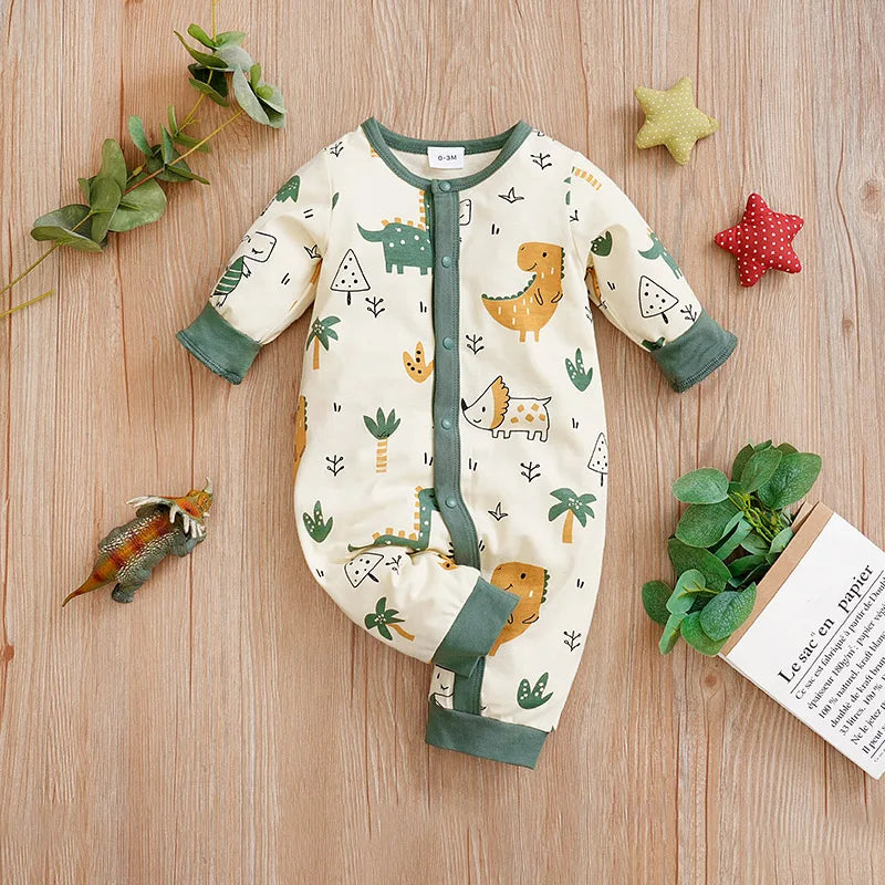 Cute Cartoon Dinosaur Cotton Baby Jumpsuit
