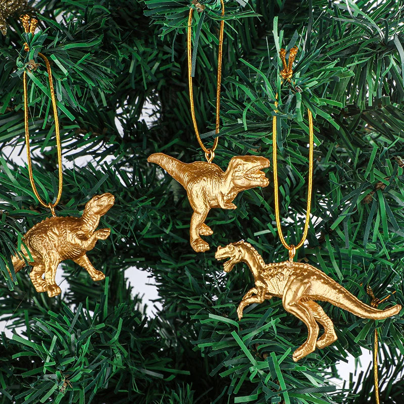 Mini Golden Dinosaur Ornaments