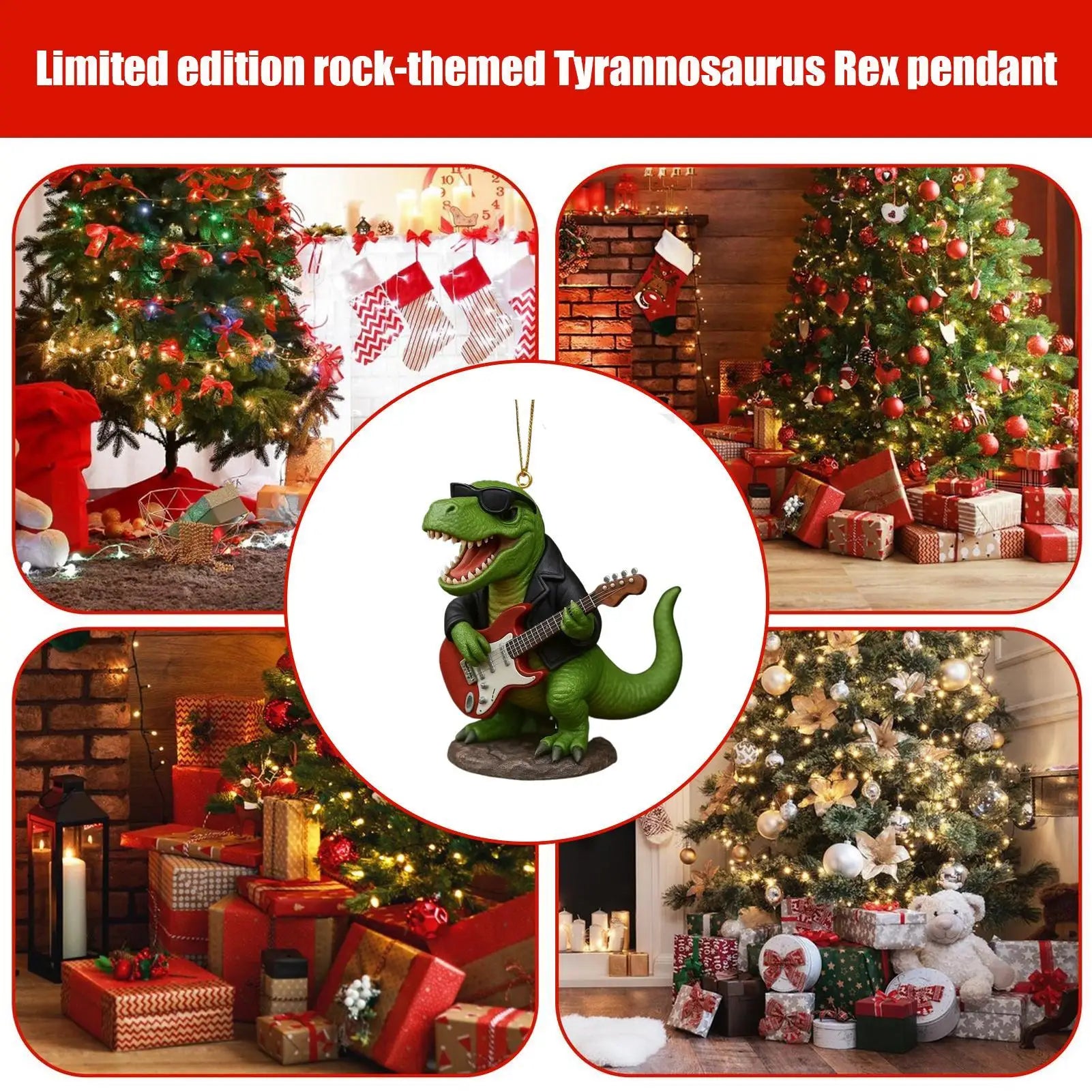 Rockstar T-Rex Christmas Ornament