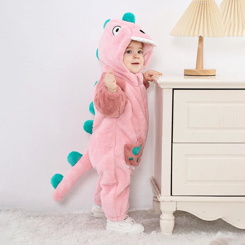 Plush Dinosaur Baby Jumpsuit