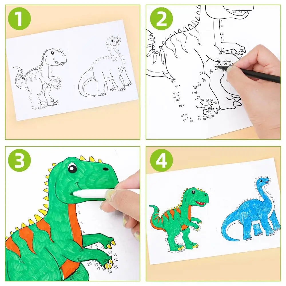 Dinosaur Dot-to-Dot Coloring Book