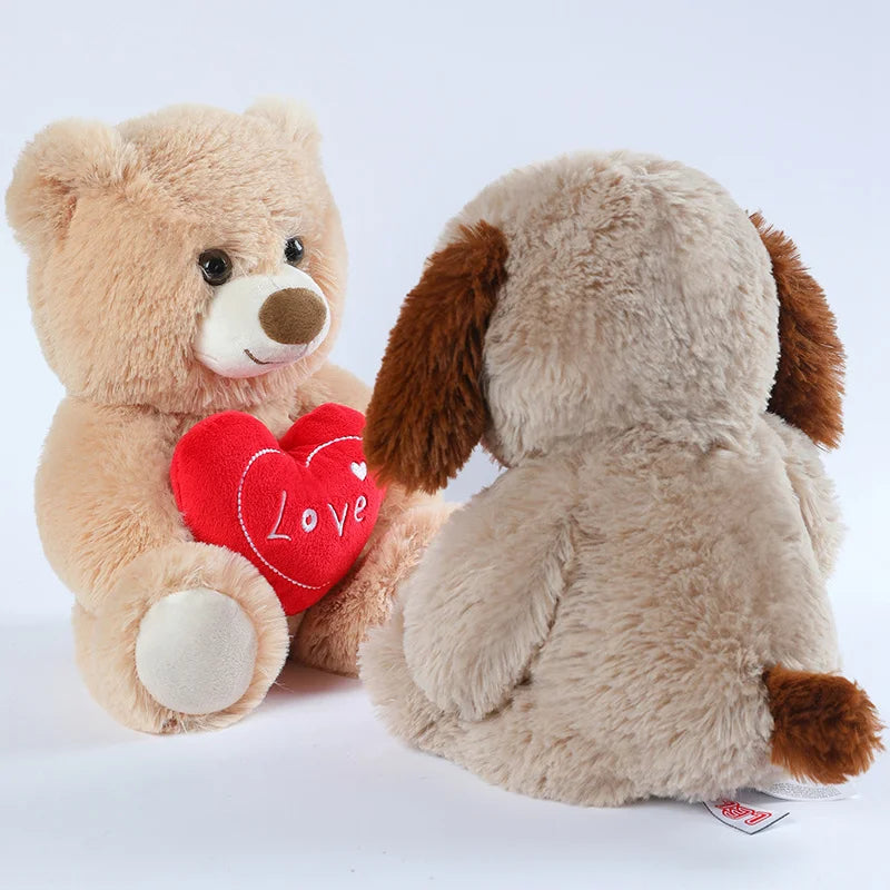 30cm Valentine's Day Plush Toy - CuteLove Dog & Love Bear Soft Stuffed Animal Gift for Her, Girlfriend, Kids Sofa Decor