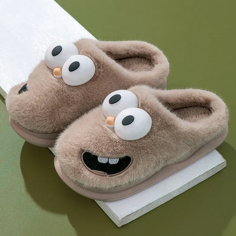 Funny Cartoon Winter Plush Slippers for Men