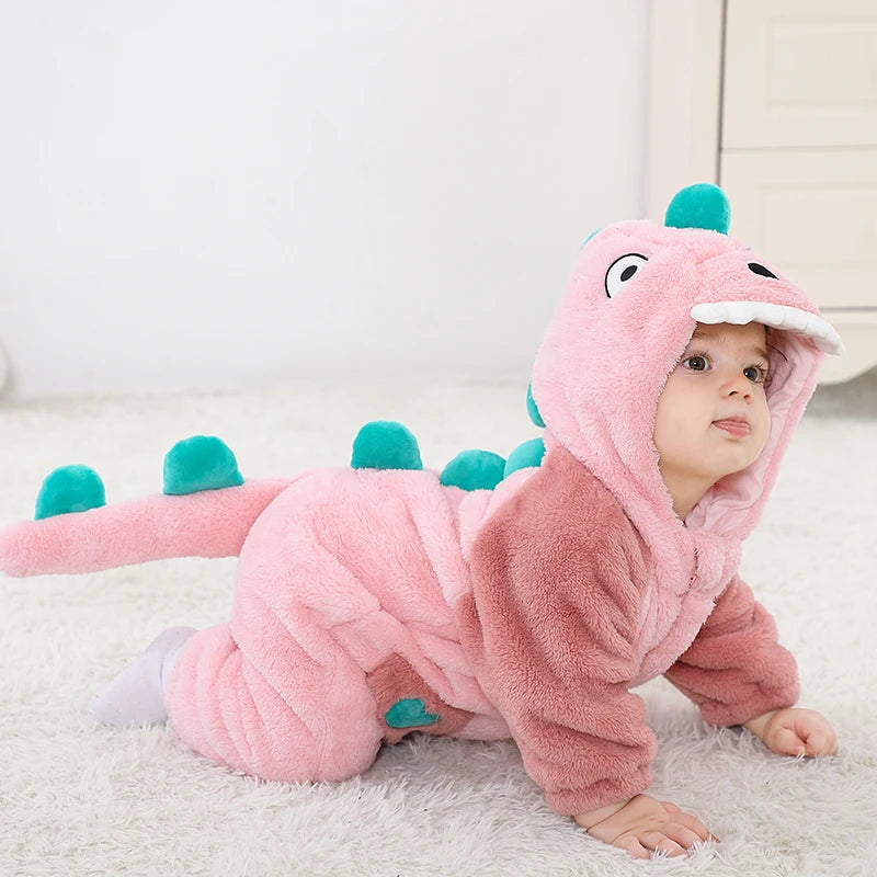 Plush Dinosaur Baby Jumpsuit