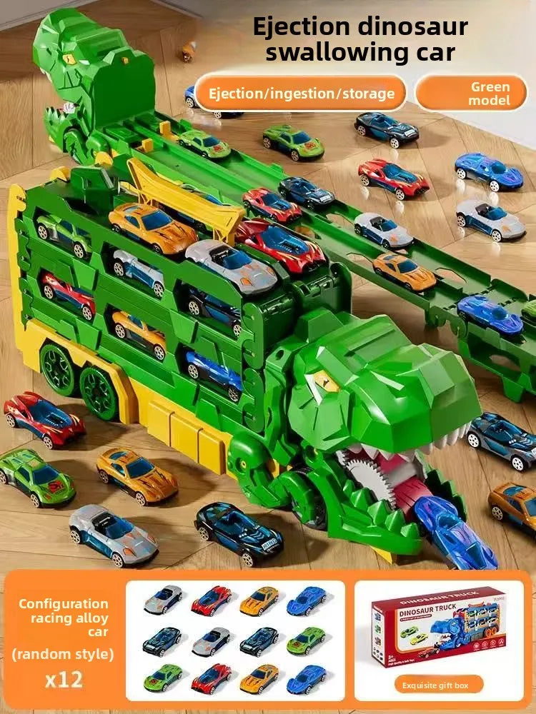 Dinosaur Race Track Playset with 12 Cars