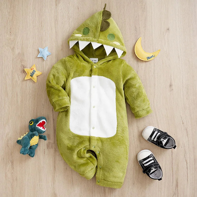 Flannel Dinosaur Baby Romper