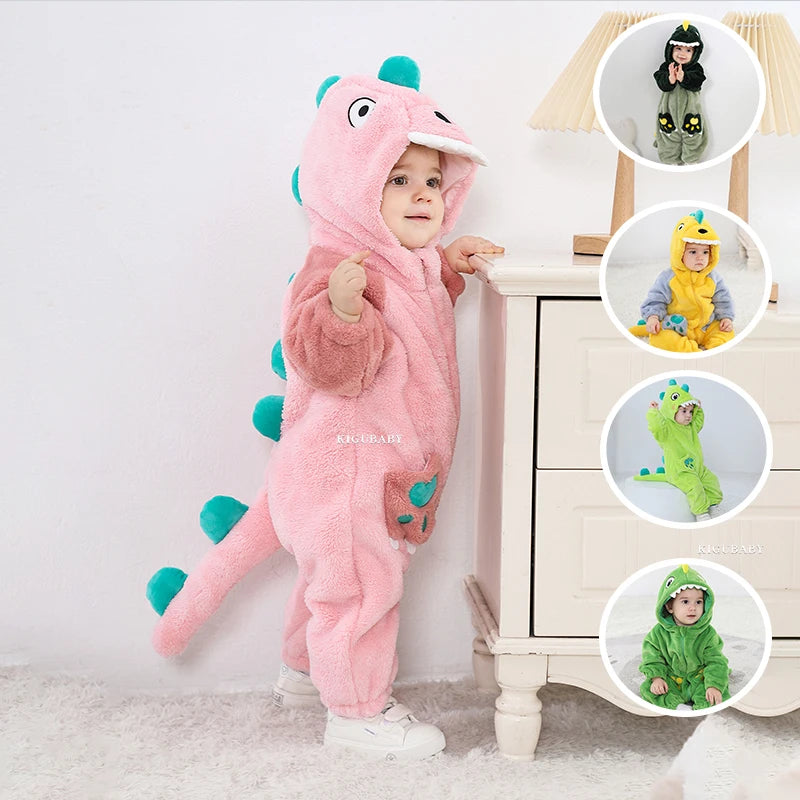 Plush Dinosaur Baby Jumpsuit