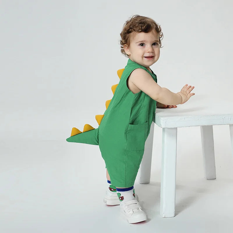 Kawaii Dinosaur Sleeveless Cotton Baby Romper