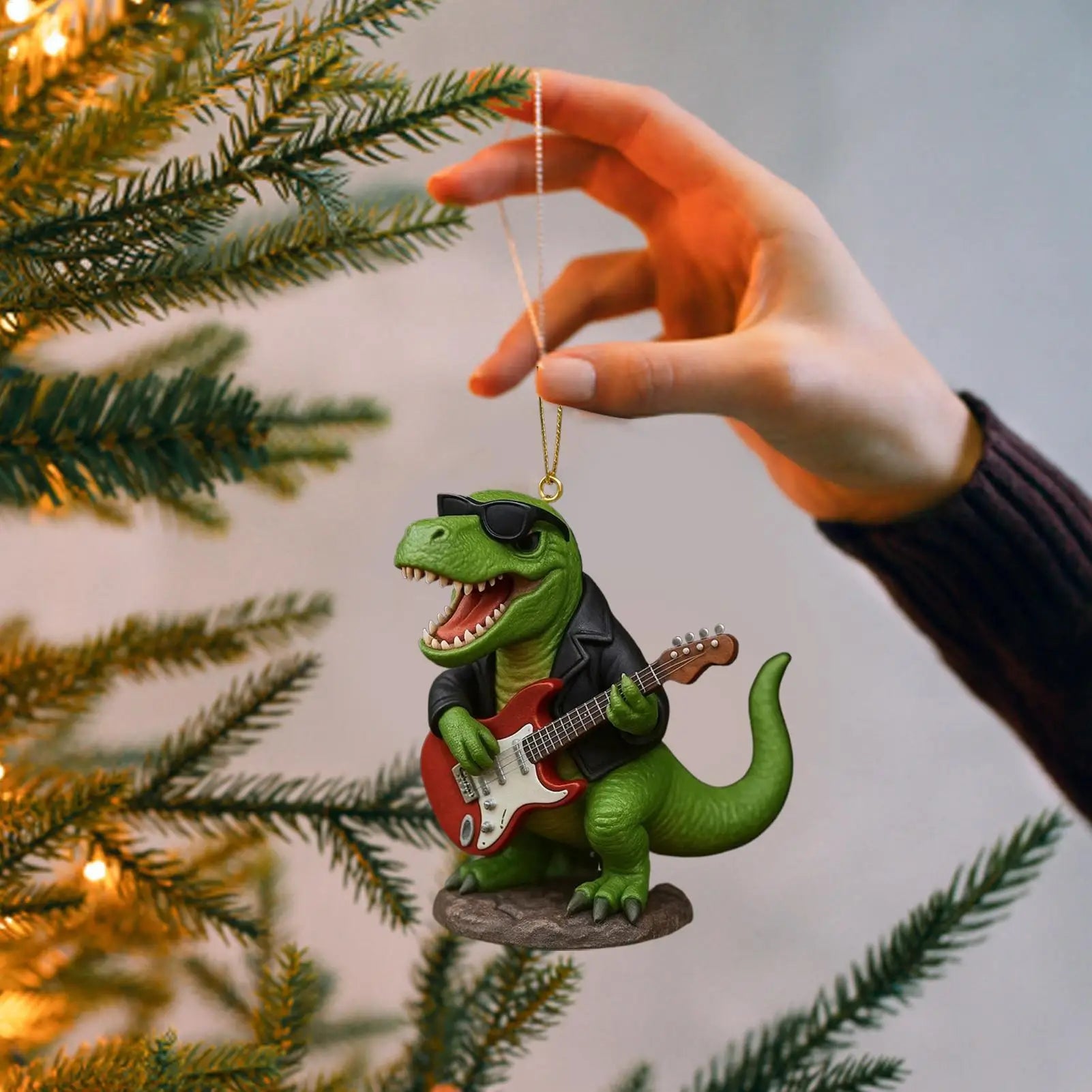 Rockstar T-Rex Christmas Ornament