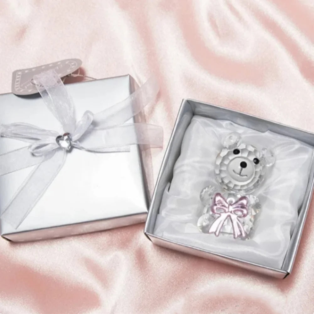 Valentines Day Gift I Love You Crystal Bear Glass Artificial Rose Flowers Mothers Day Wedding Party Gift for Guests Home Decor