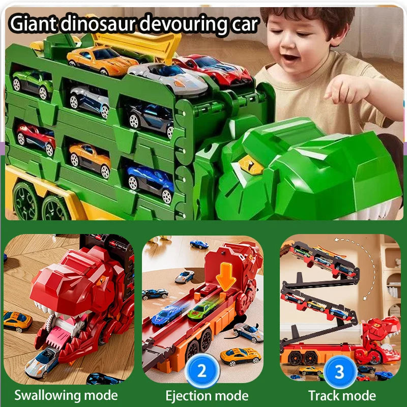 Dinosaur Race Track Playset with 12 Cars